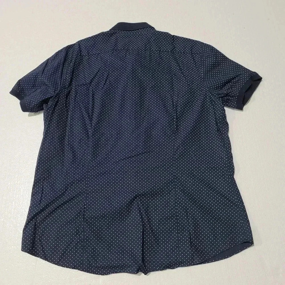 Michael Kors Mens Shirt Navy Blue Polka Dot Polo Button-Down Slim-Fit $89 XL - Picture 2 of 8